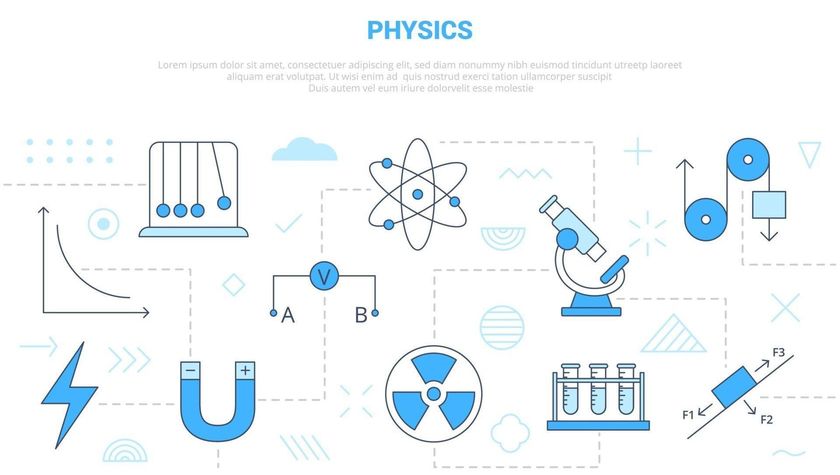 physics concept with icon set template banner free vector